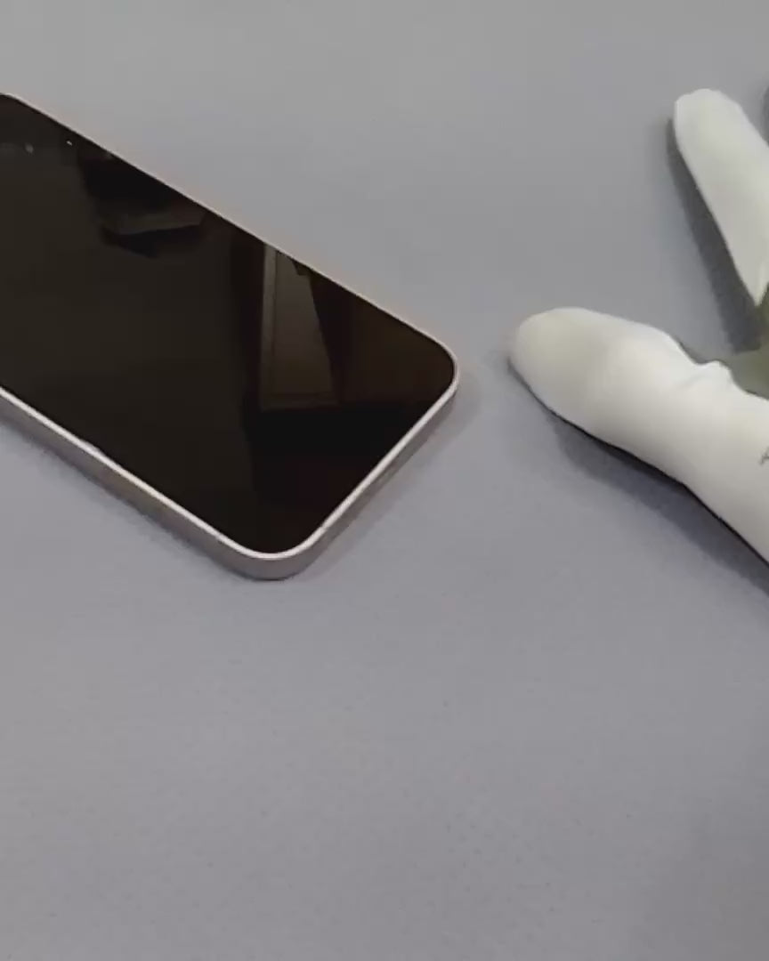 A gloved hand swiping a phone screen